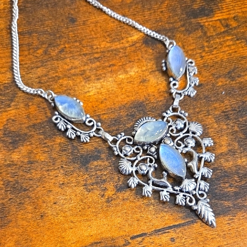 925 Silver Plate Dichroic Glass Collar Necklace